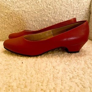 Vintage Red Faux Leather Flats